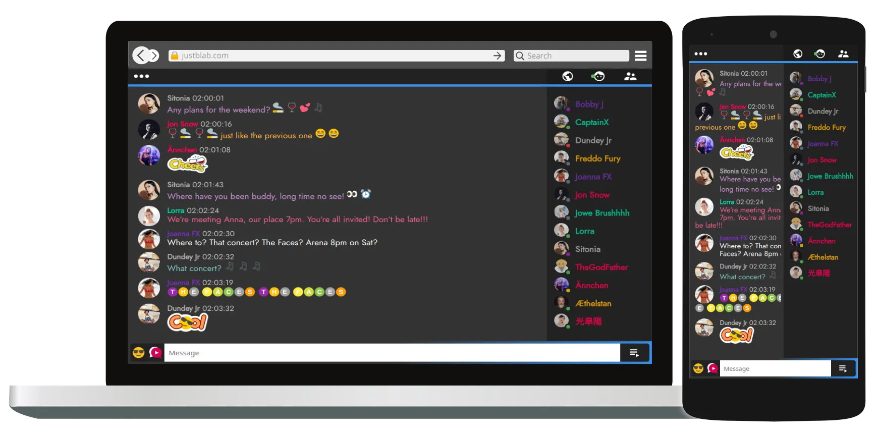 The Blab! Chat works on any sized screen, automagically!